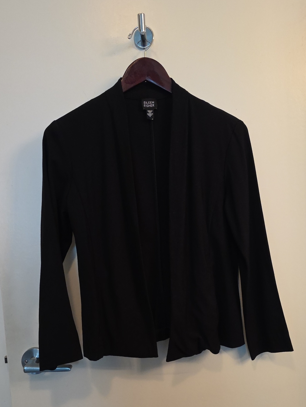 Eileen Fisher Black Open-Front Wool Blend Women's Jacket